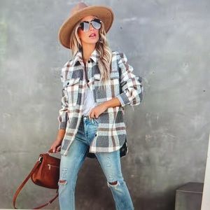 VICI Brinkley Plaid Wool Blend Shacket